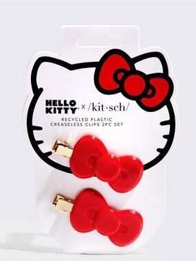 Kitsch Hello Kitty Red Bow Creaseless Hair Clips 2pc Set